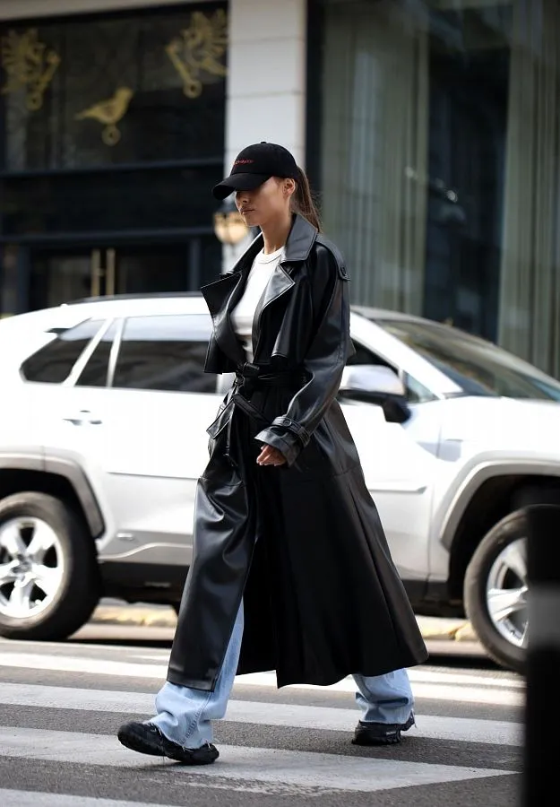 Leather-Effect Trench Coat