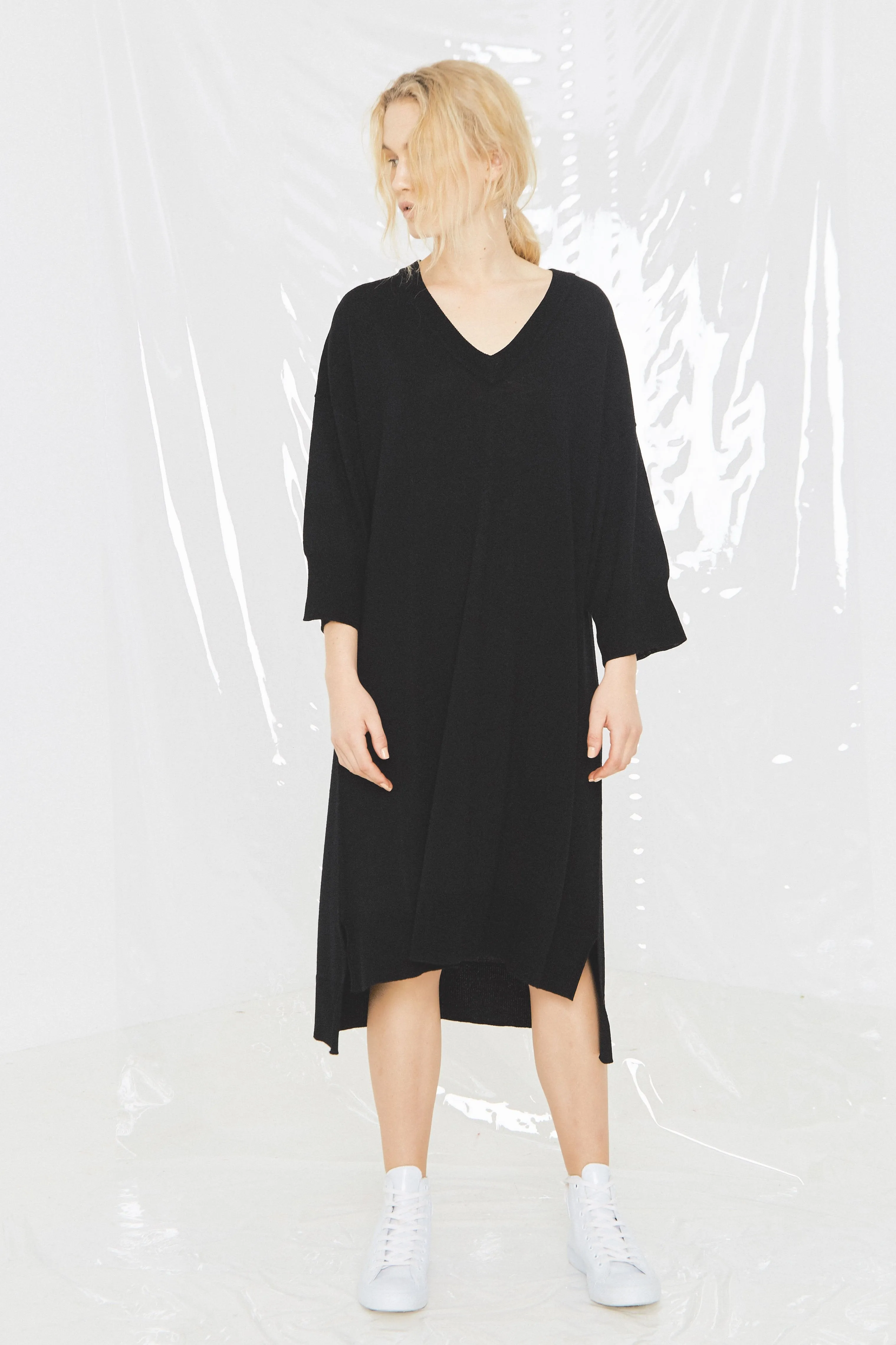 Leisure Knit Tee Dress - Black