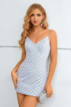 Light Blue SPaghetti Straps Bodycon Homecoming Dress