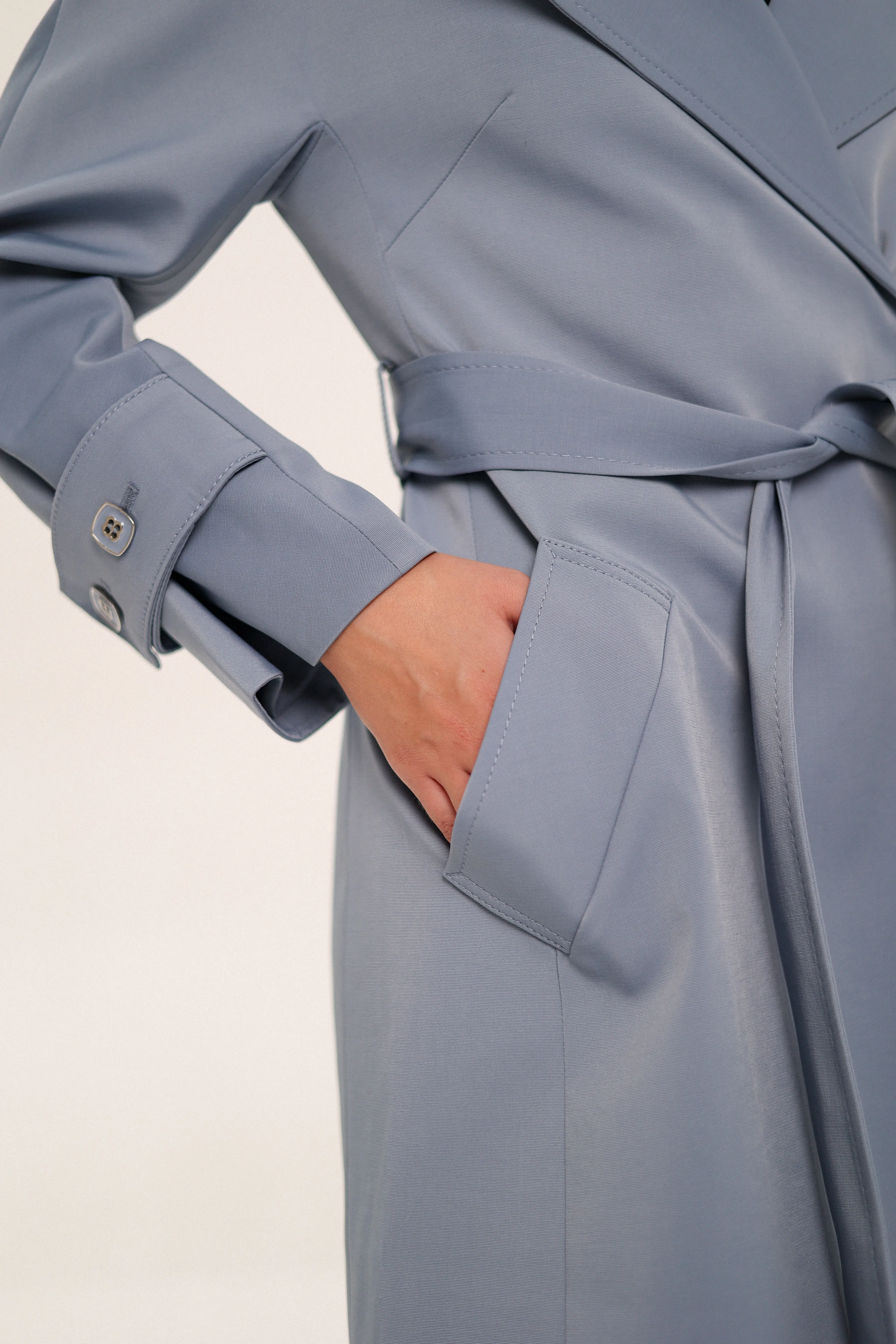 London Trench Coat in Ice Blue