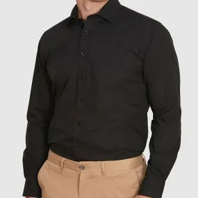 Long Sleeve 4 Way Stretch Shirt - Black | White