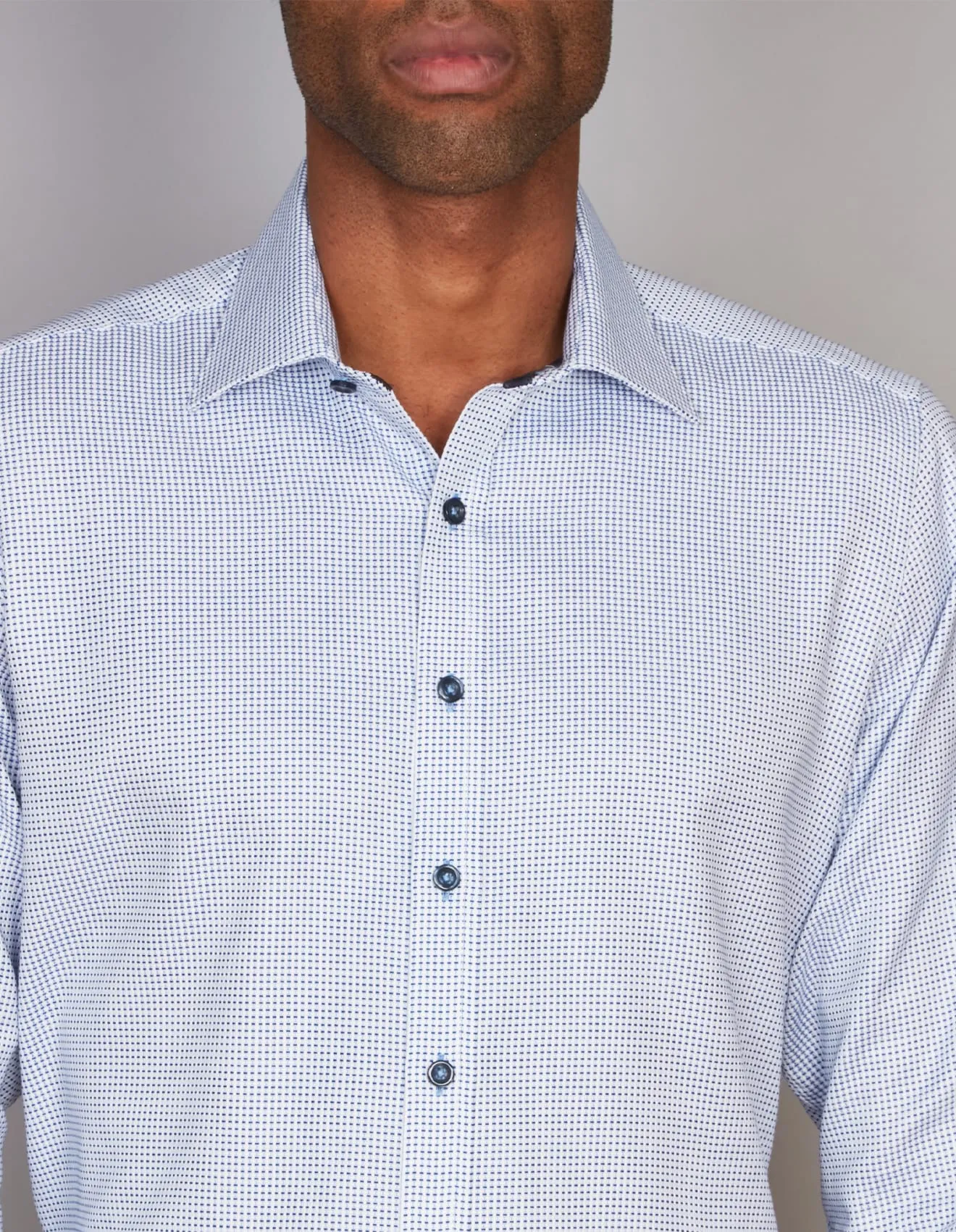 Long Sleeve Business Shirt - Slim Fit - Royal Blue & White