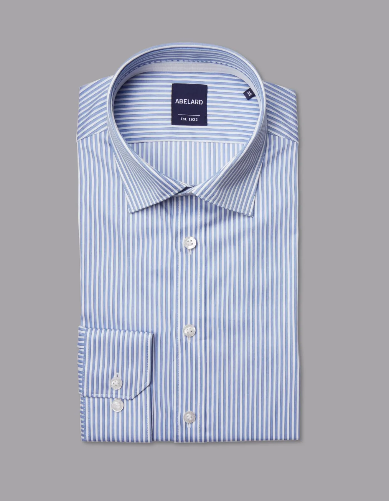 Long Sleeve Business Shirt - Stripe - Royal Blue & White