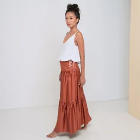 LONG VOLANTS SKIRT - Cotton Sateen | Rusty