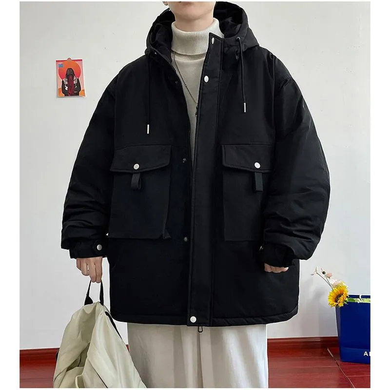 Loose Fit Hooded Casual Workwear Style Parka