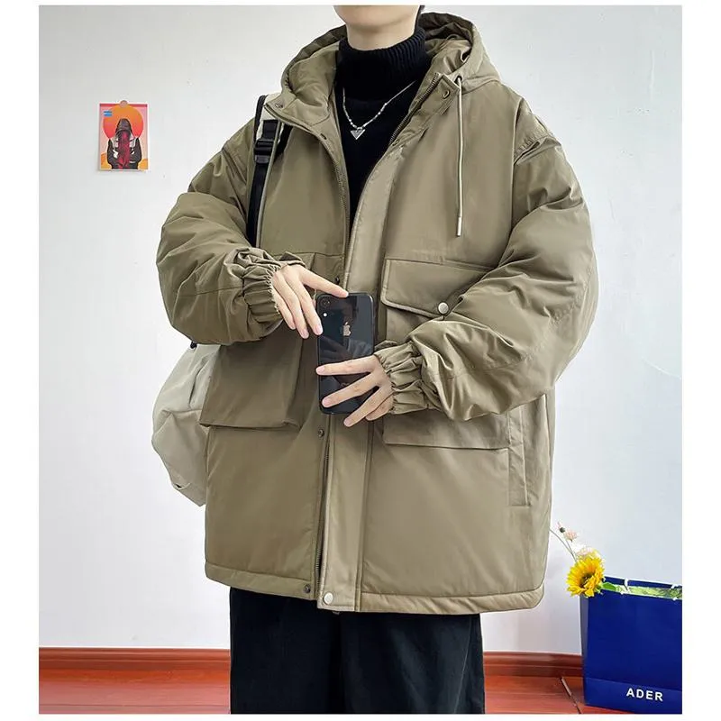 Loose Fit Hooded Casual Workwear Style Parka