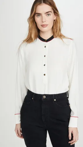 Luca Silk Mandarin Collar Blouse - Marshmellow