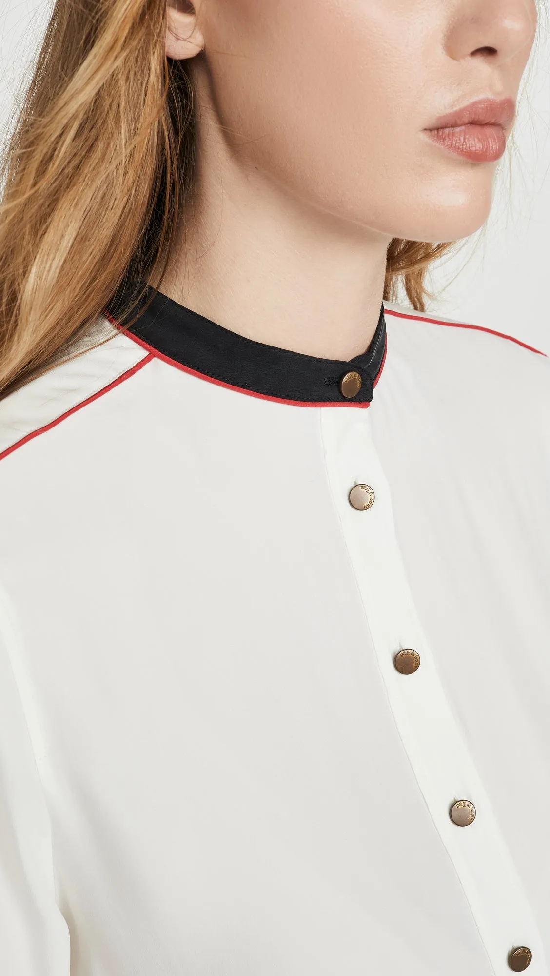 Luca Silk Mandarin Collar Blouse - Marshmellow