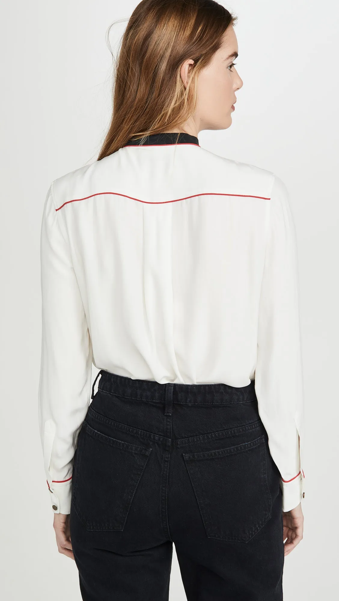 Luca Silk Mandarin Collar Blouse - Marshmellow