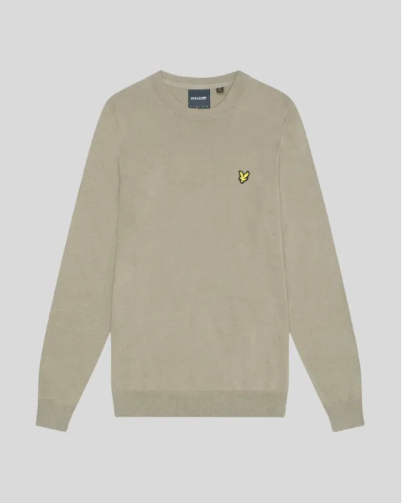 Lyle & Scott Golden Eagle Cotton/Merino Crew Neck Jumper/Sage - New AW24