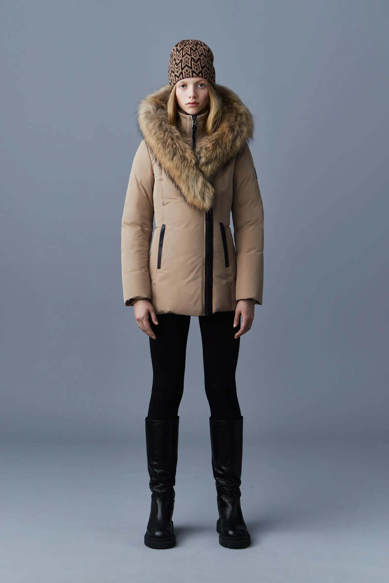 MACKAGE ADALI-F - Down Coat With Natural Fur Signature Mackage Collar