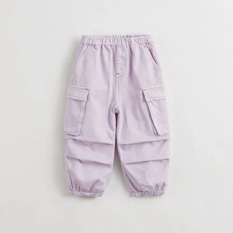 MARC & JANIE Girls Big Pocket Cargo Denim Parachute Pants 240213