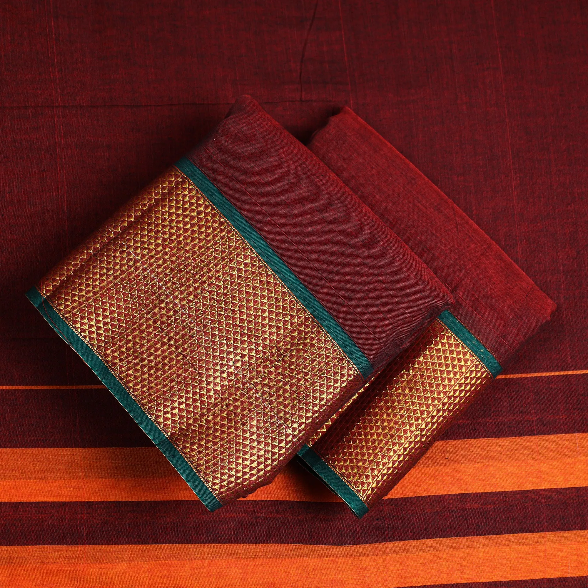 Maroon - 3pc Dharwad Cotton Suit Material Set 12