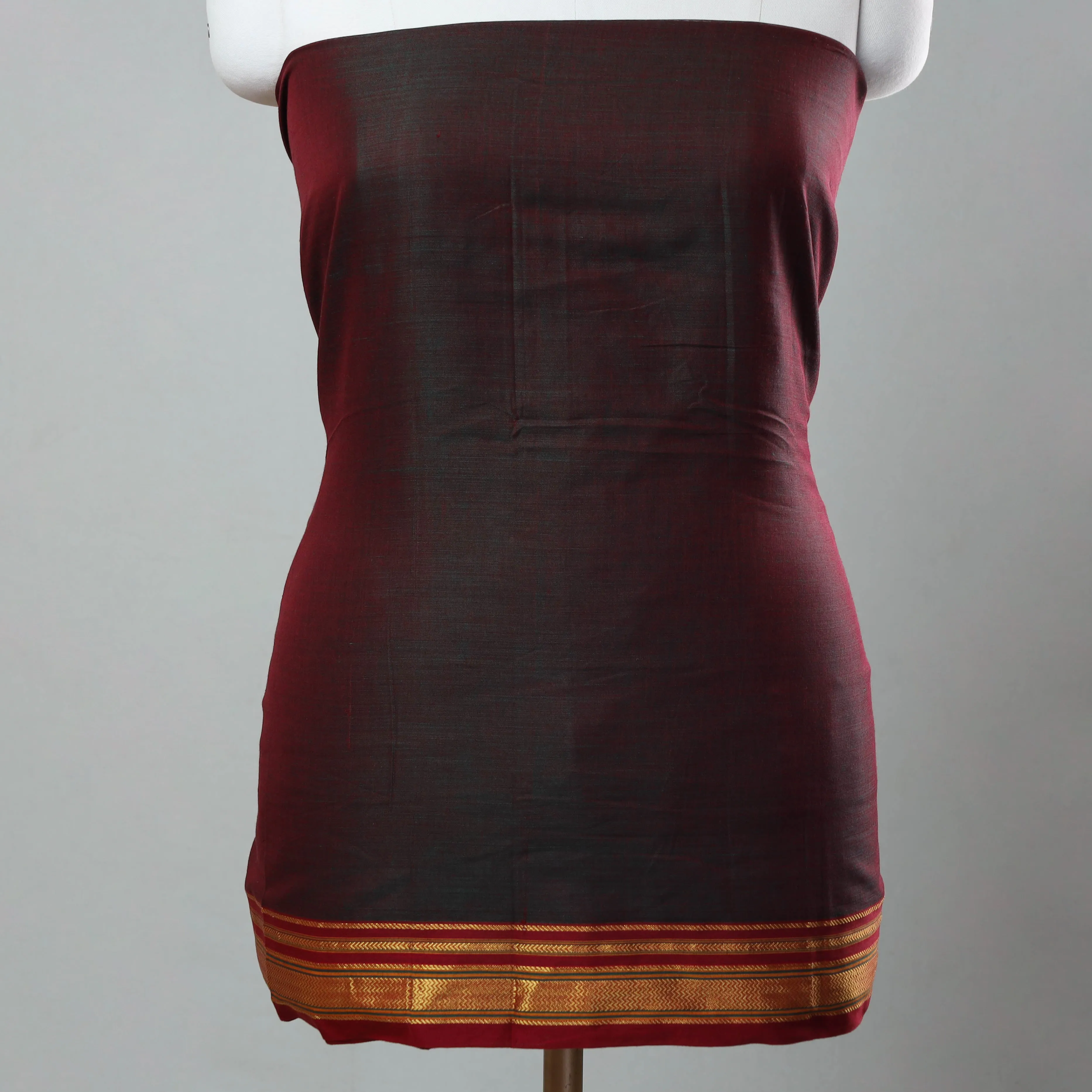 Maroon - Mercerised Cotton 3pc Ilkal Handloom Dress Material 02