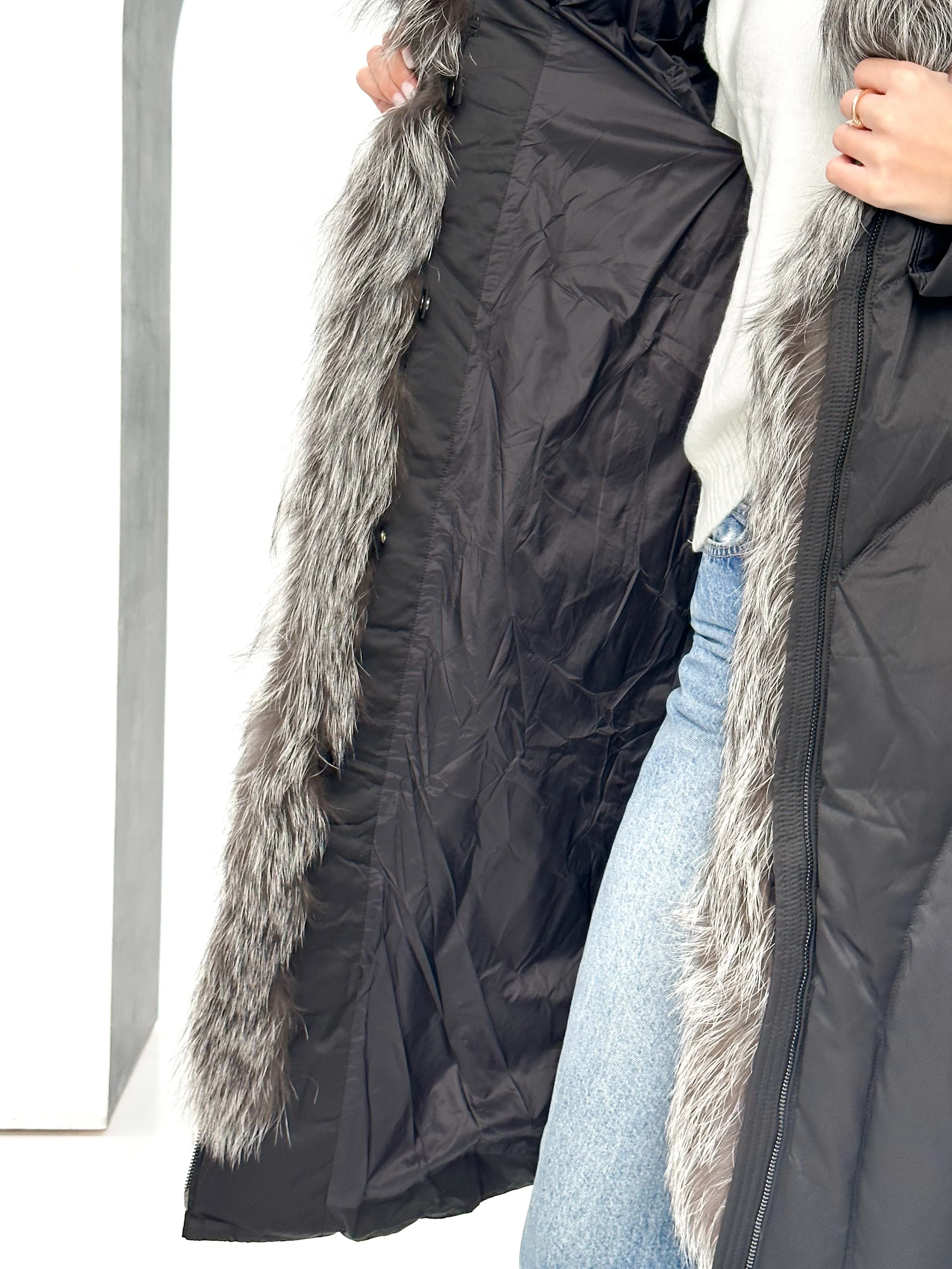 Melia Genuine Silver Fox Fur Down Parka