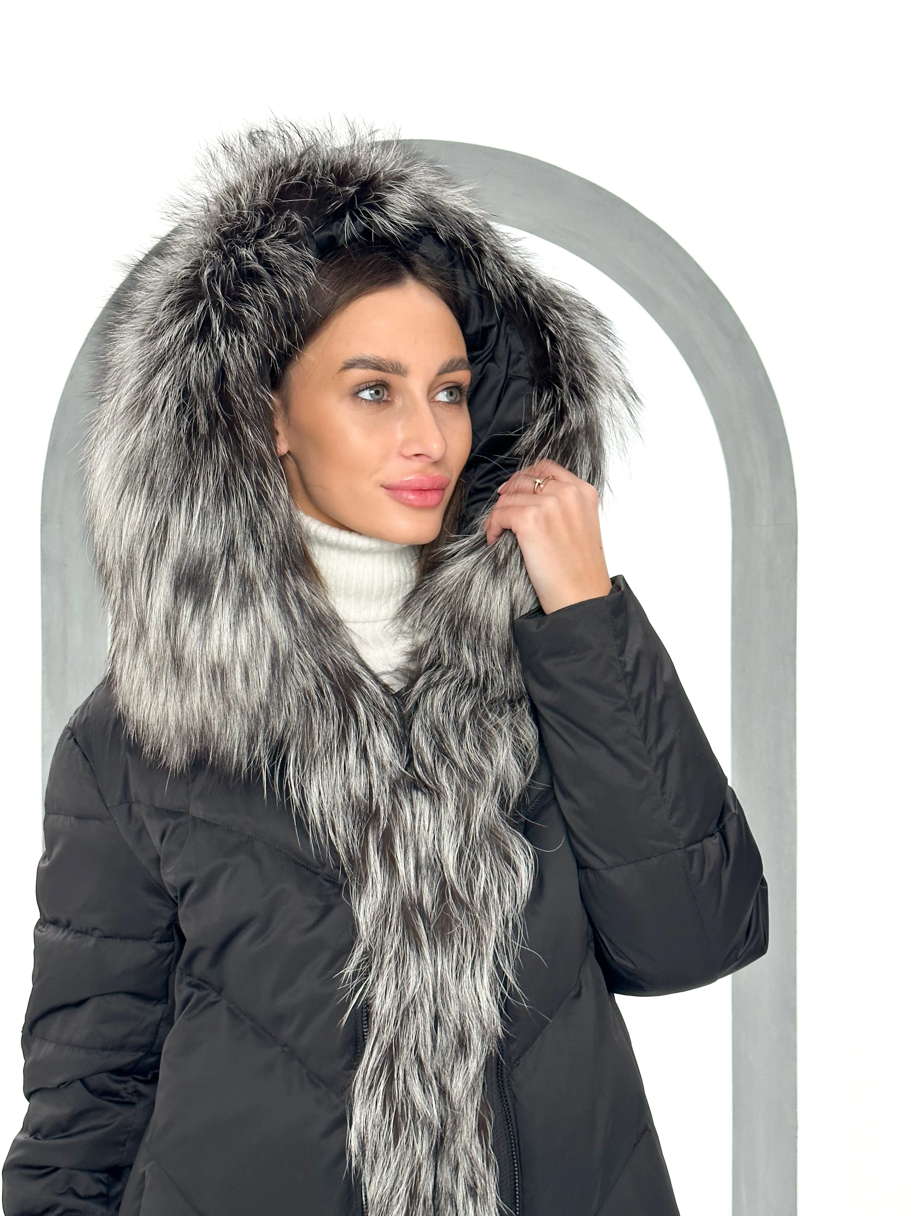 Melia Genuine Silver Fox Fur Down Parka