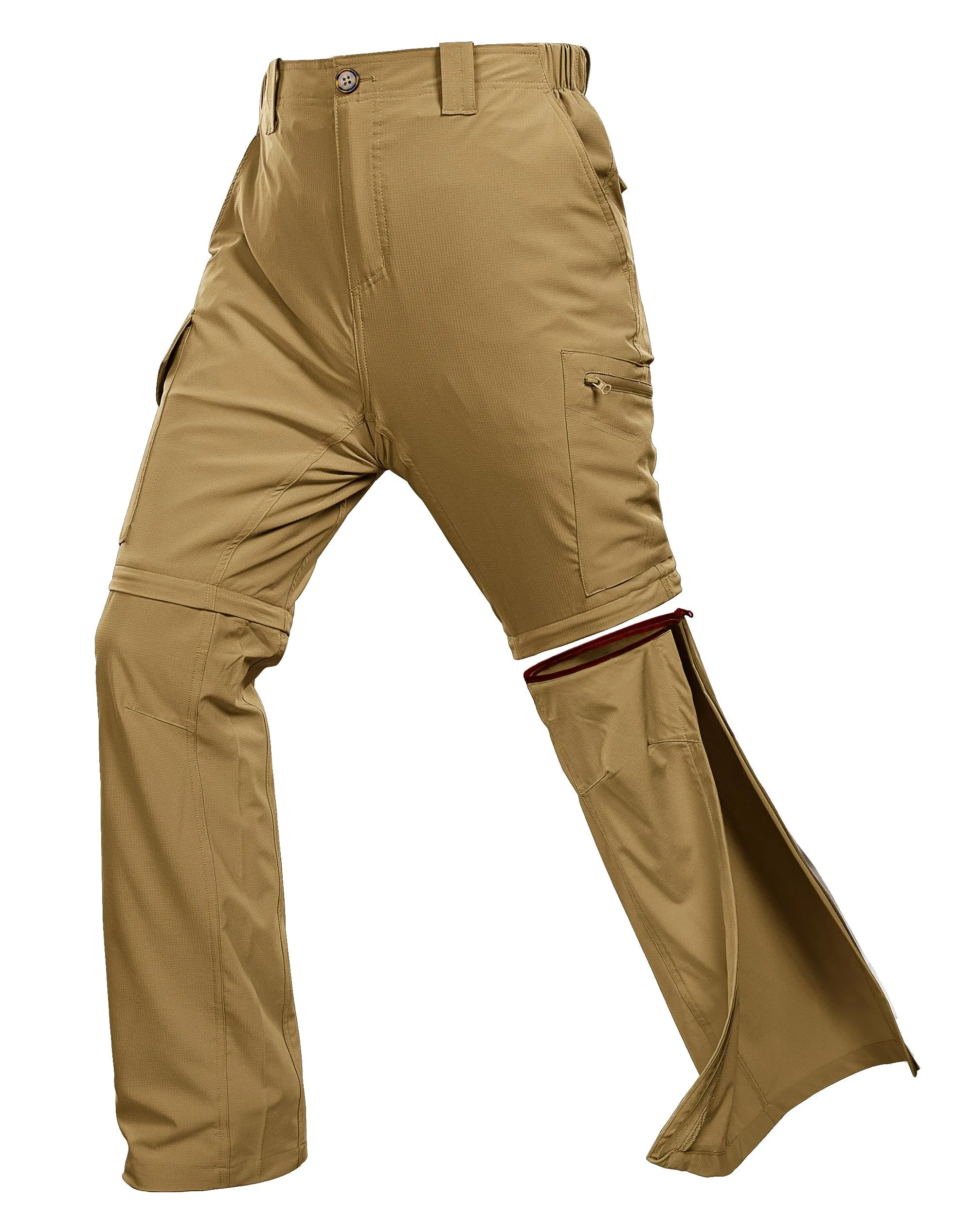 Men's UPF 40  Convertible Zip Off Hiking Pants with 6 Pockets