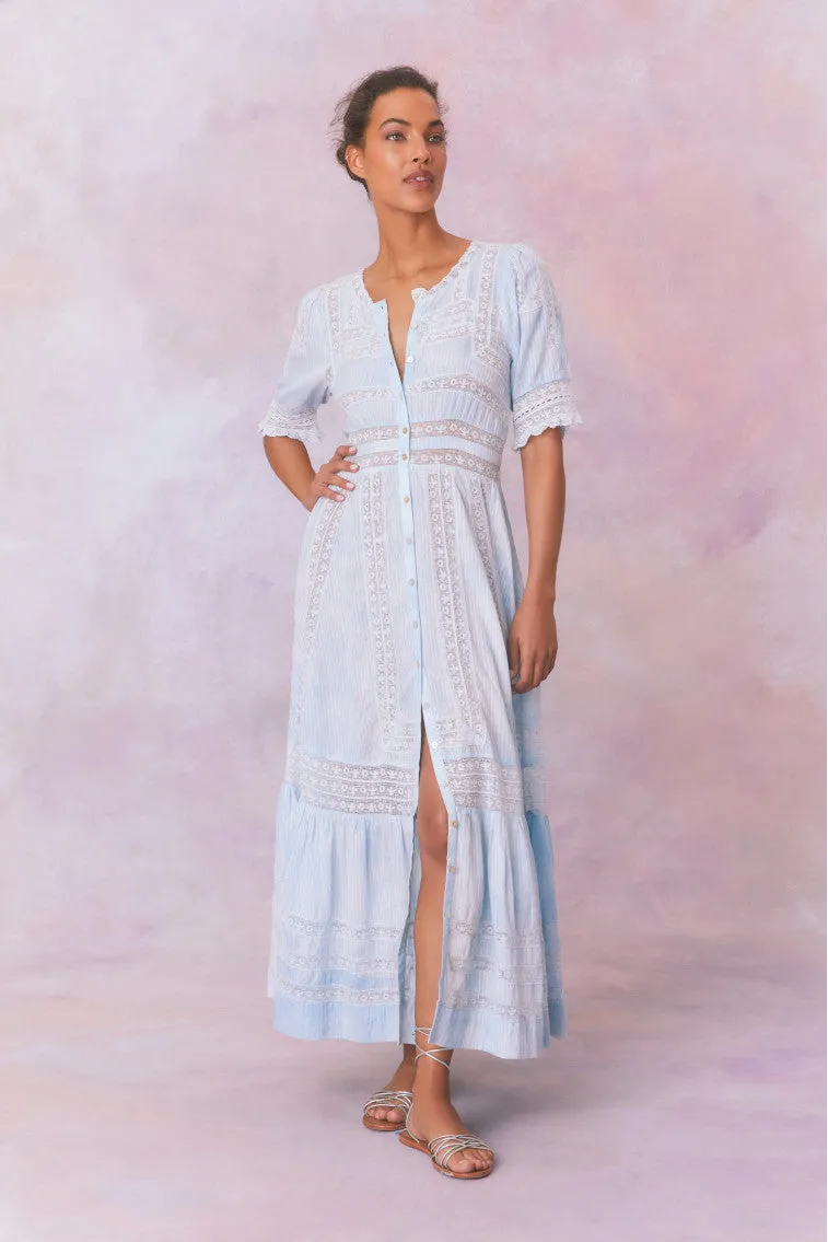 Minka Stripe Hand Dye Lace Maxi Dress