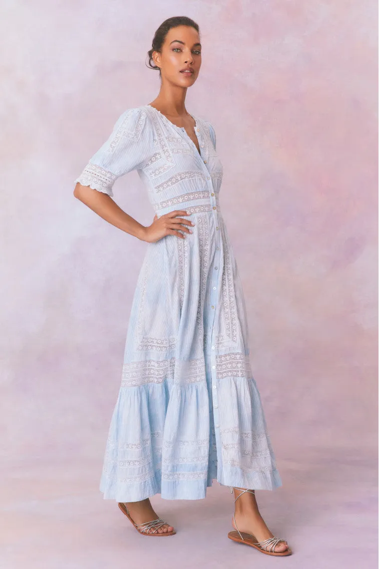 Minka Stripe Hand Dye Lace Maxi Dress