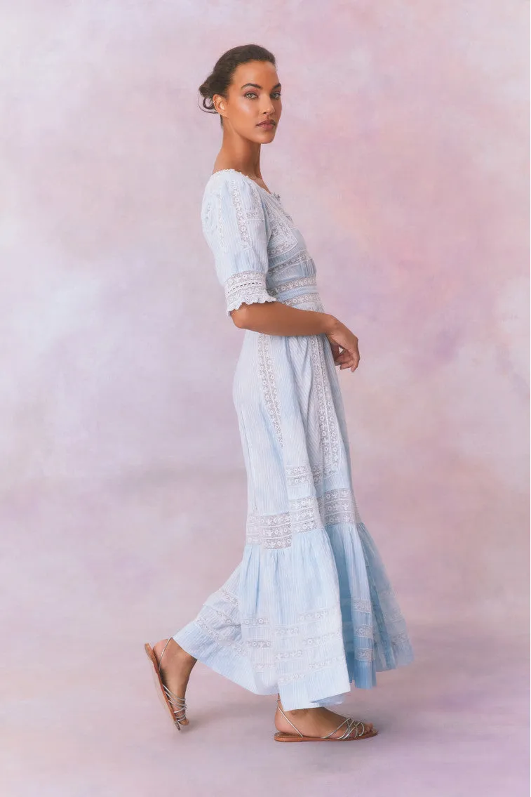 Minka Stripe Hand Dye Lace Maxi Dress