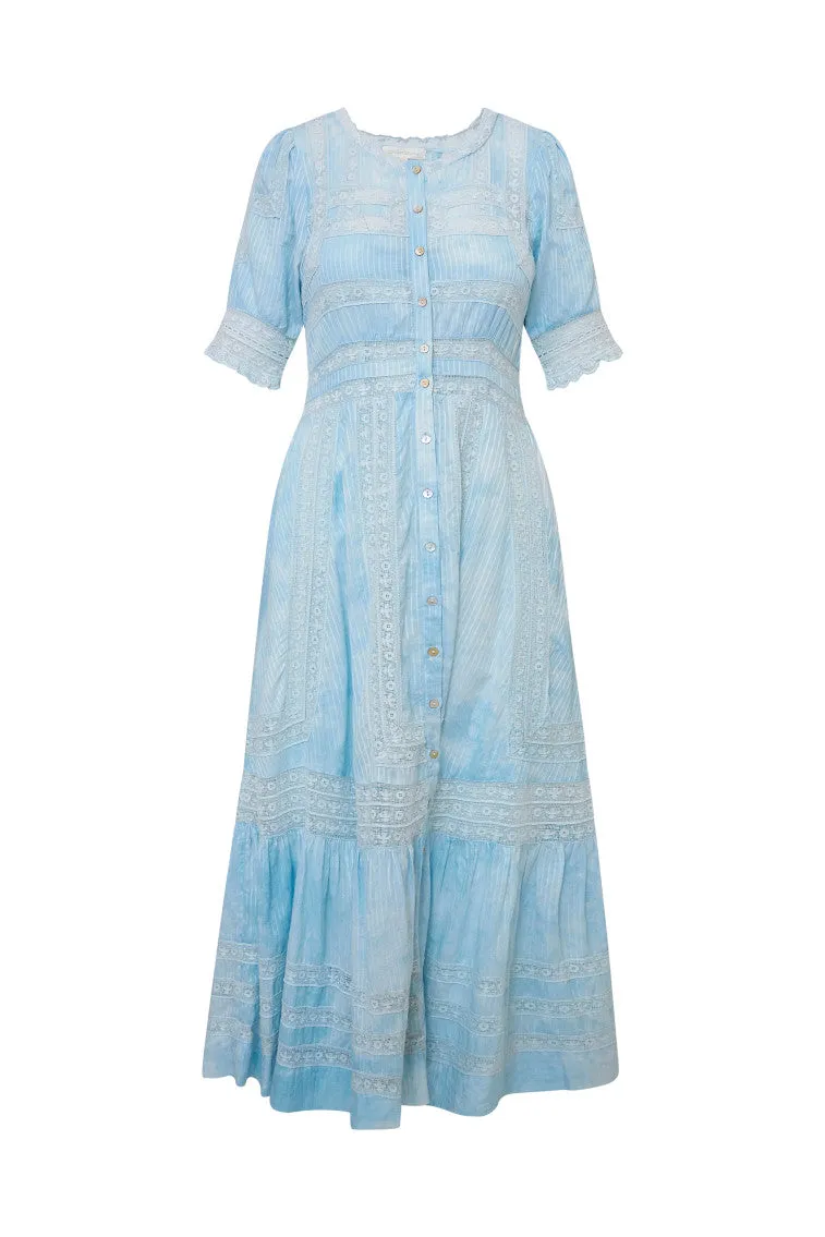 Minka Stripe Hand Dye Lace Maxi Dress