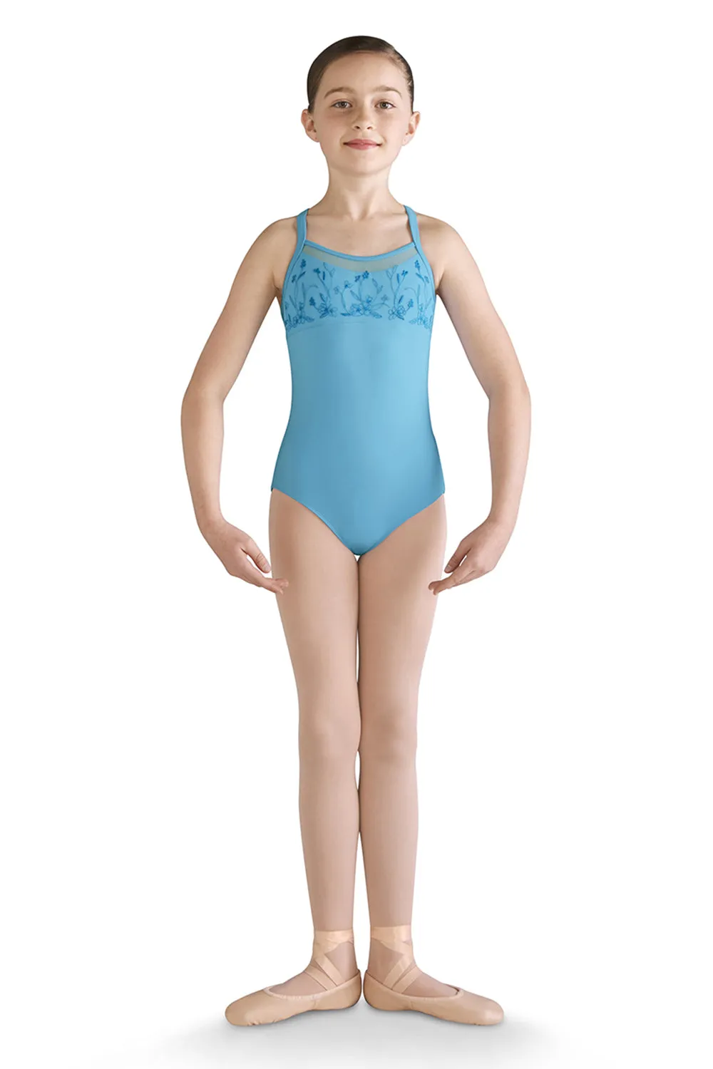 MIRELLA M1210C GIRLS MESH FRONT CAMISOLE LEOTARD