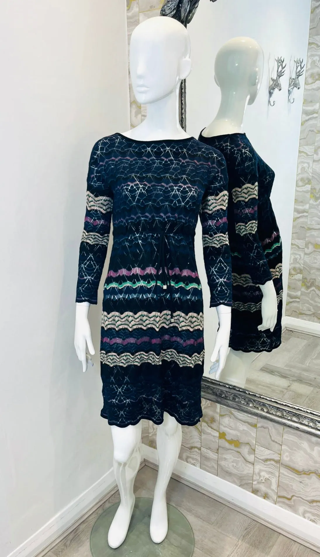 Missoni Crochet Knit Striped Dress. Size 40IT