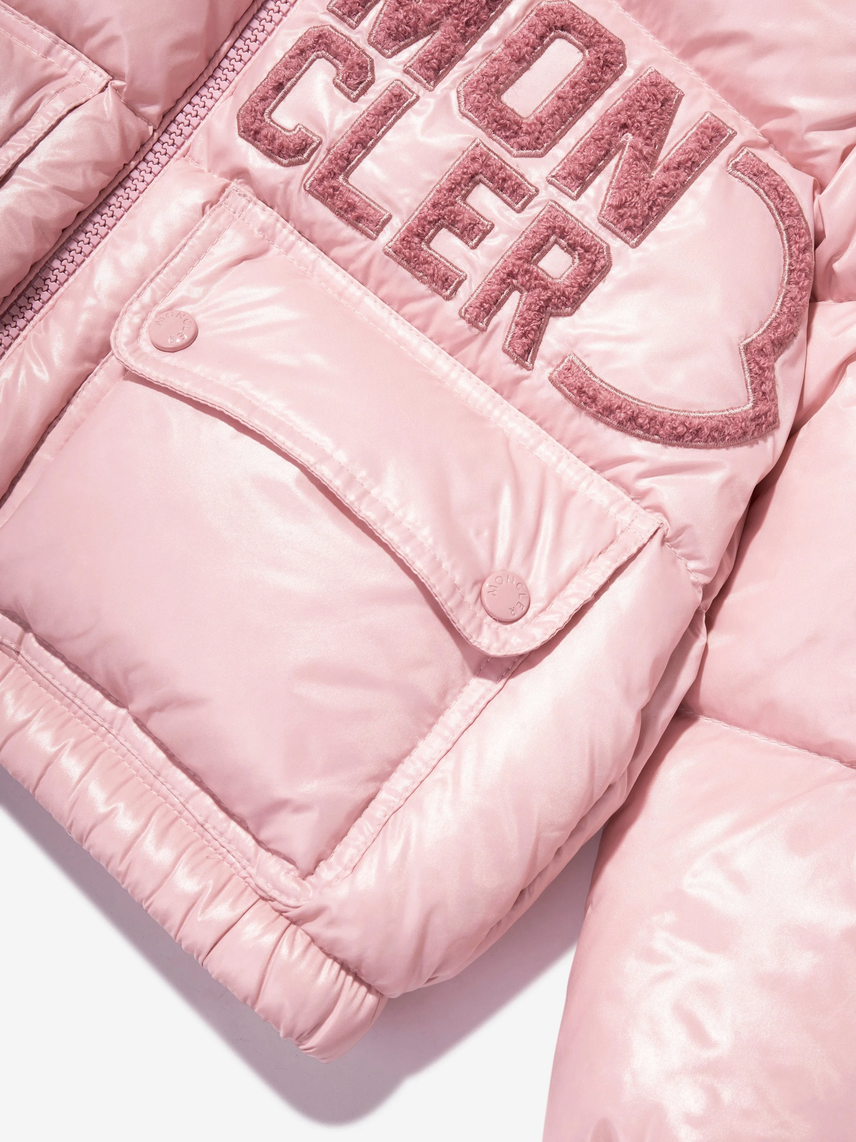 Moncler Enfant Girls Down Padded Abbaye Jacket in Pink