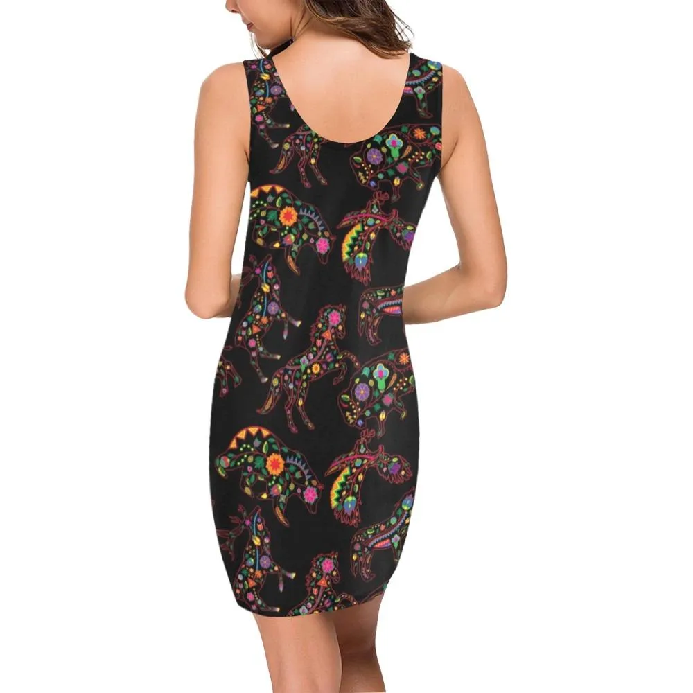 Neon Floral Animals Medea Vest Dress