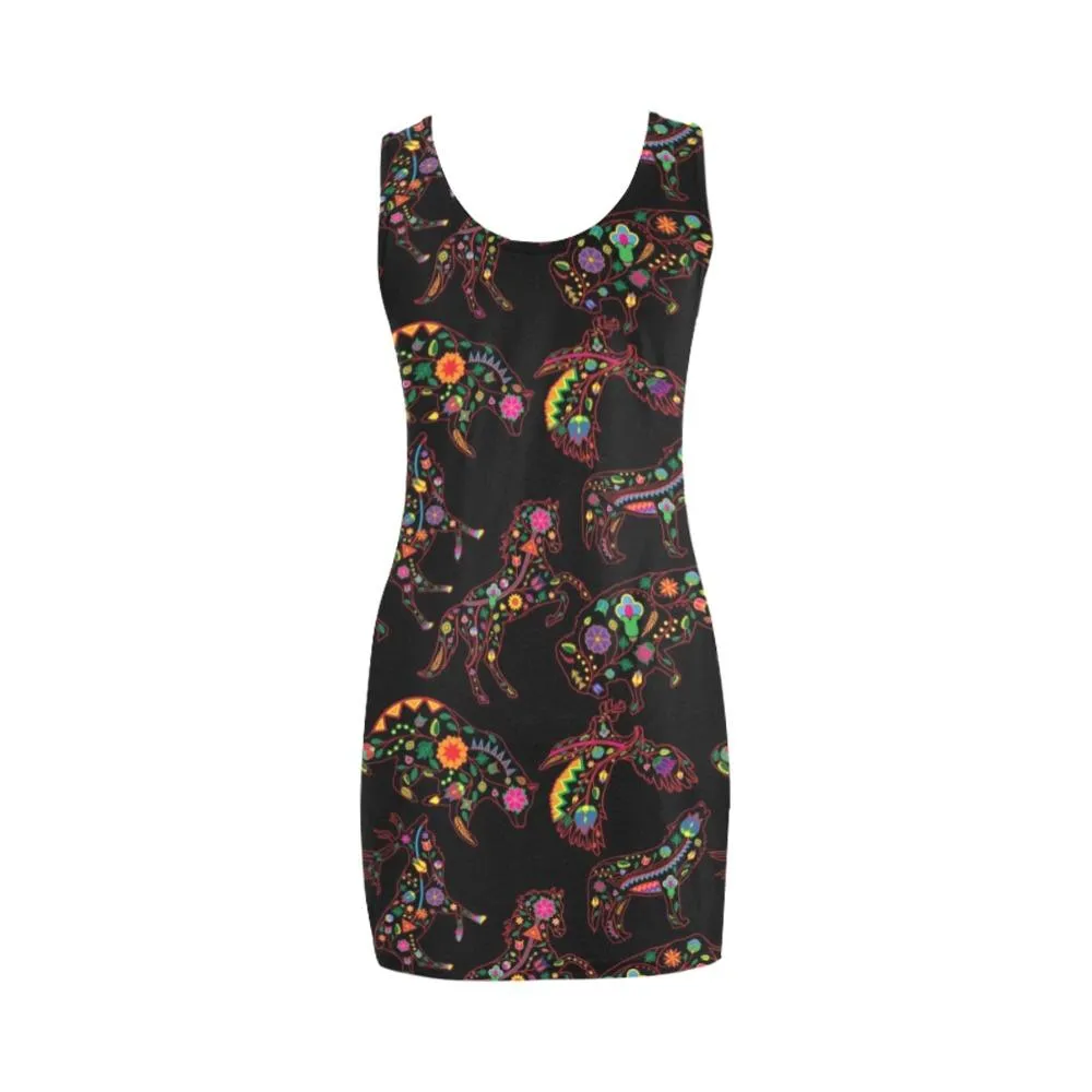 Neon Floral Animals Medea Vest Dress