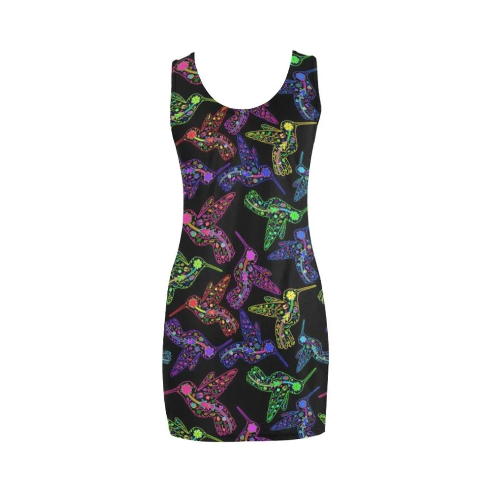 Neon Floral Hummingbirds Medea Vest Dress