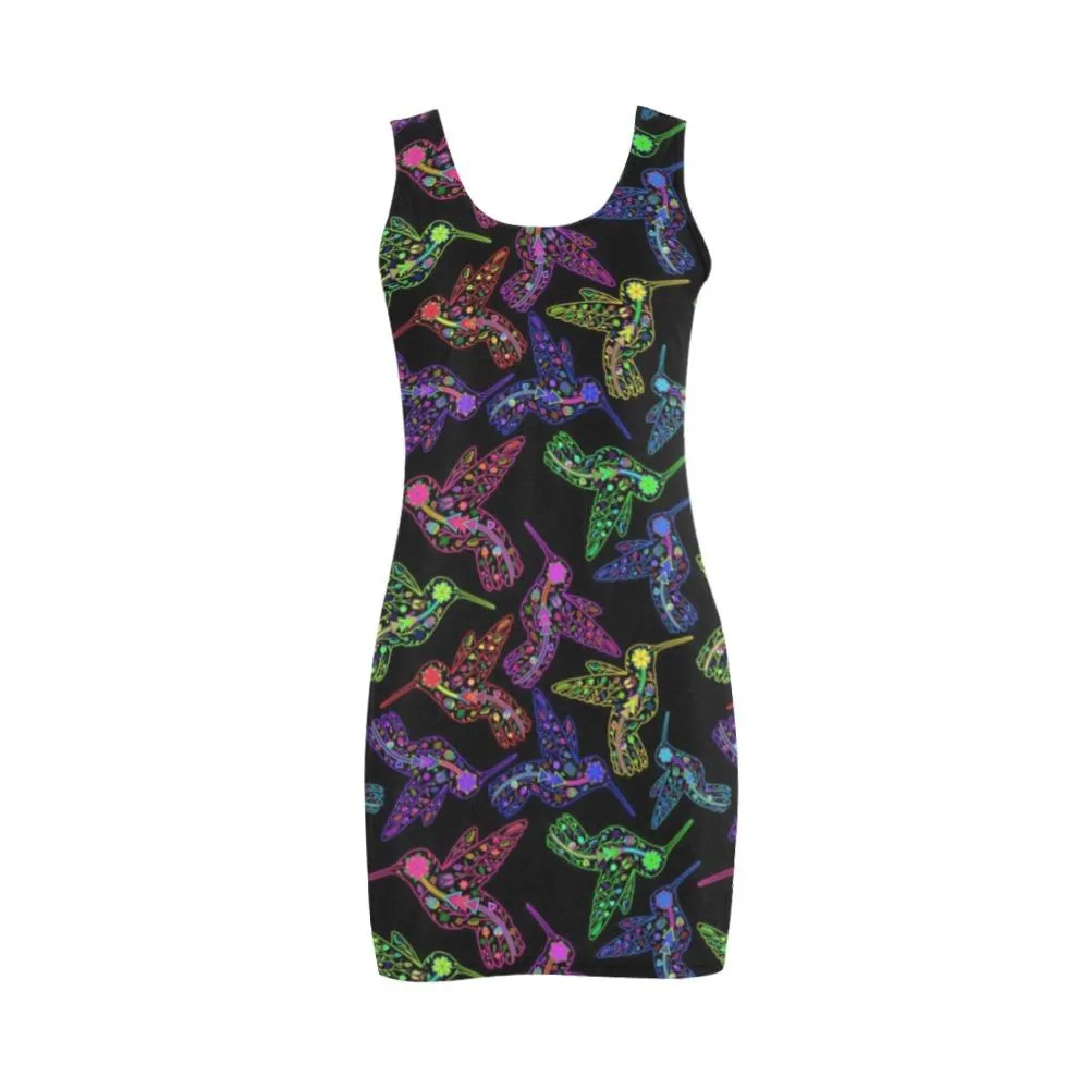 Neon Floral Hummingbirds Medea Vest Dress