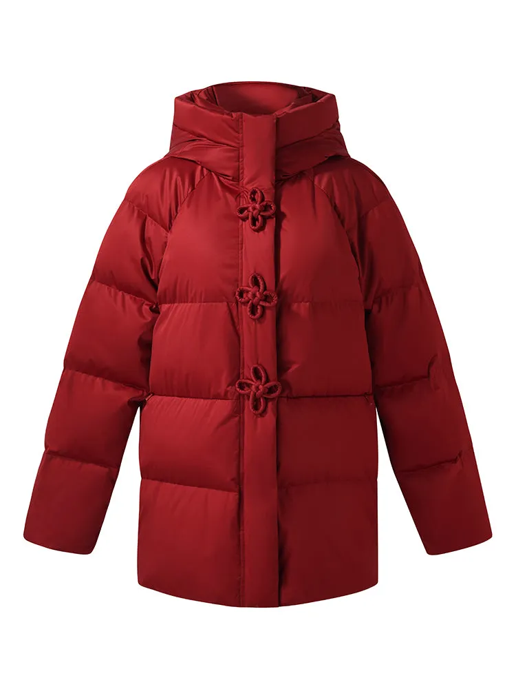 New Chinese-Style Hooded Goose Down Jacket