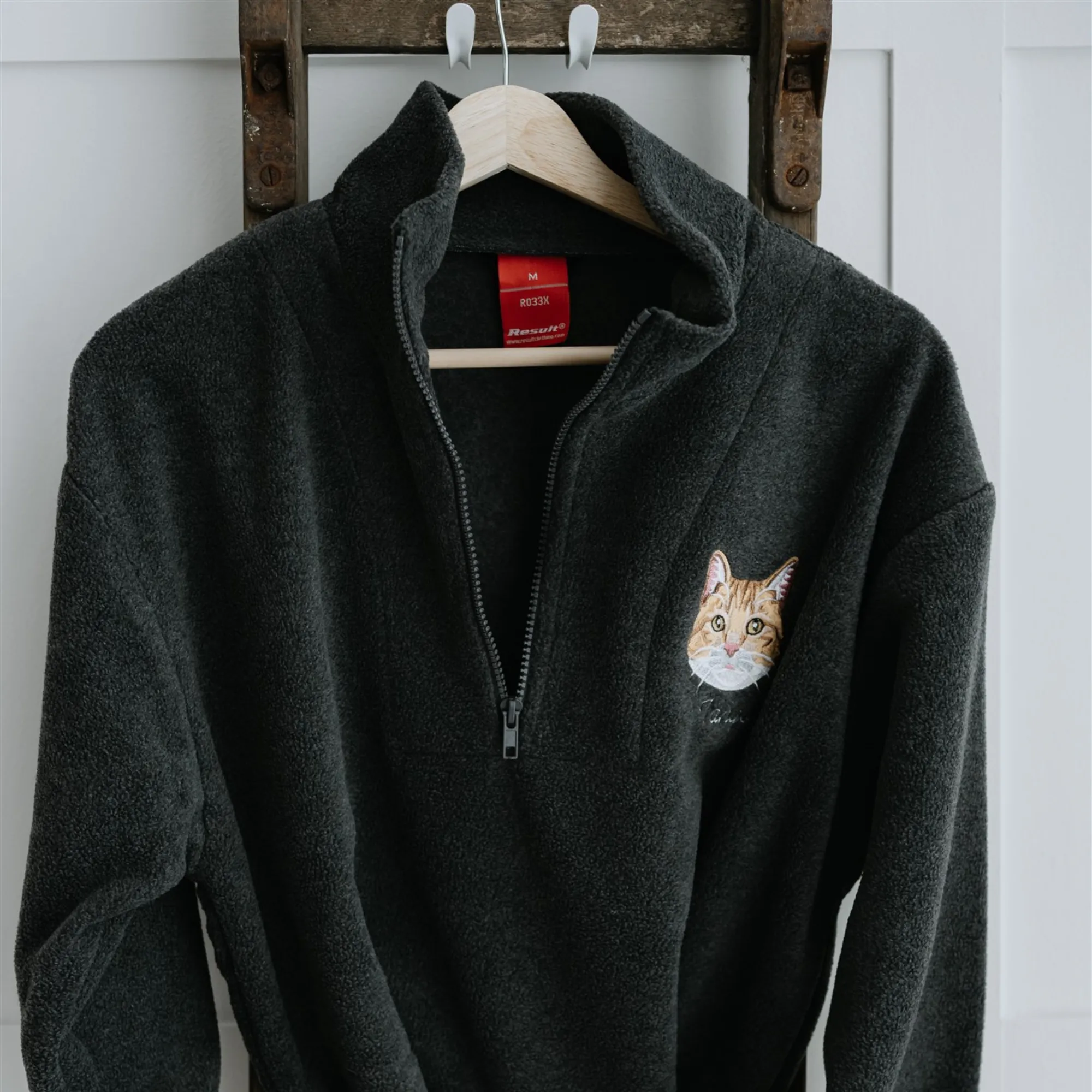 New Embroidered Pet Portrait Polar Fleece Quarter Zip Jacket