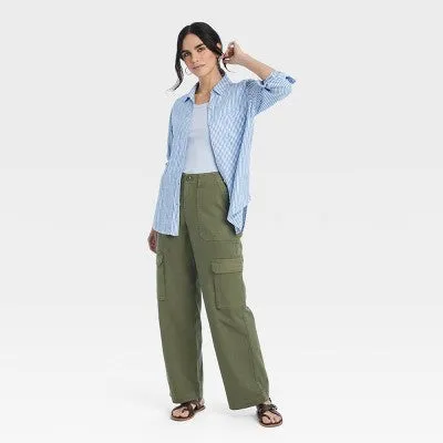 New - Women's Mid-Rise Utility Cargo Pants - Universal Thread Olive Green 10