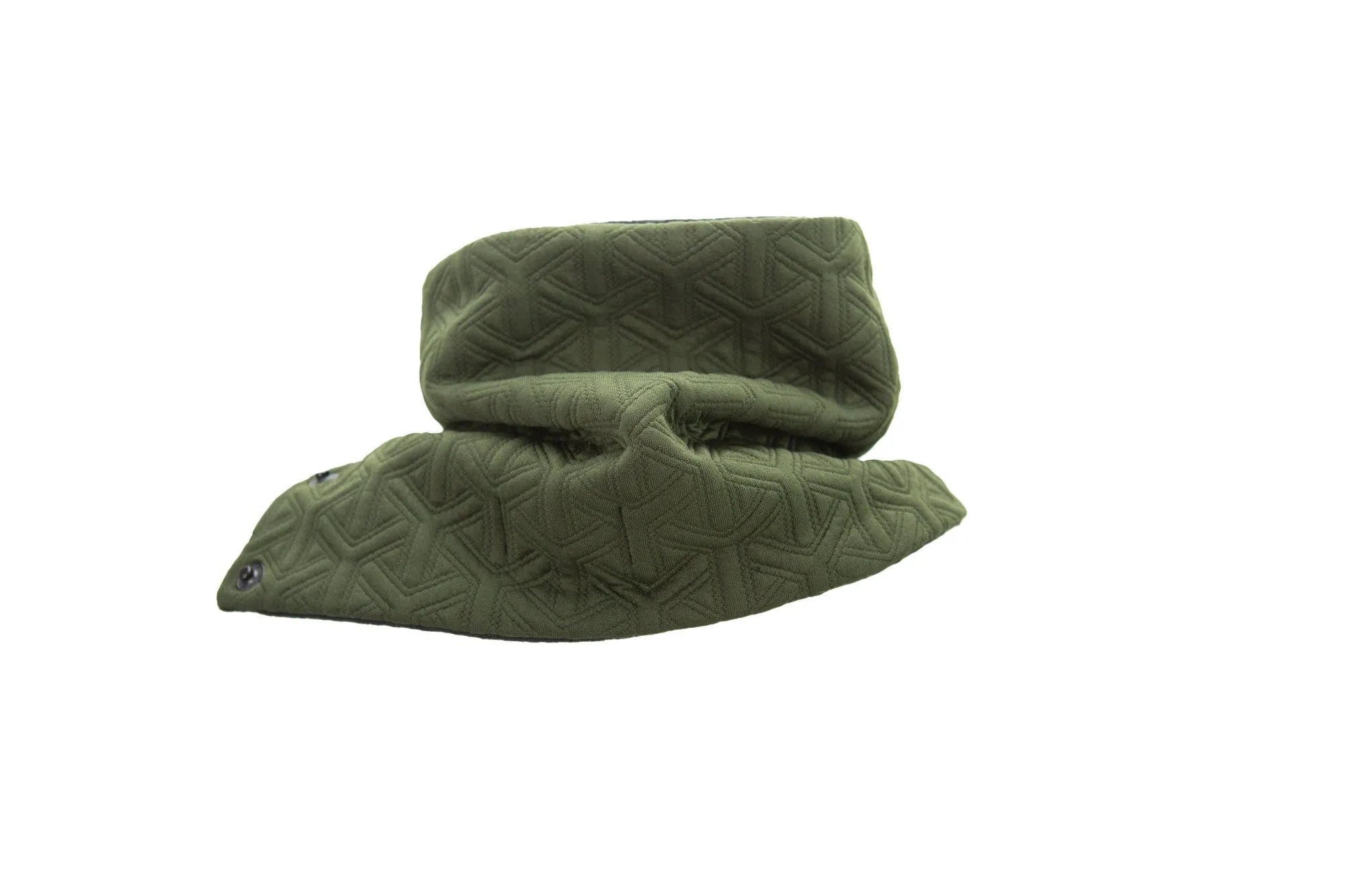 Olive Green Quilted Snap Scarflette Cowl