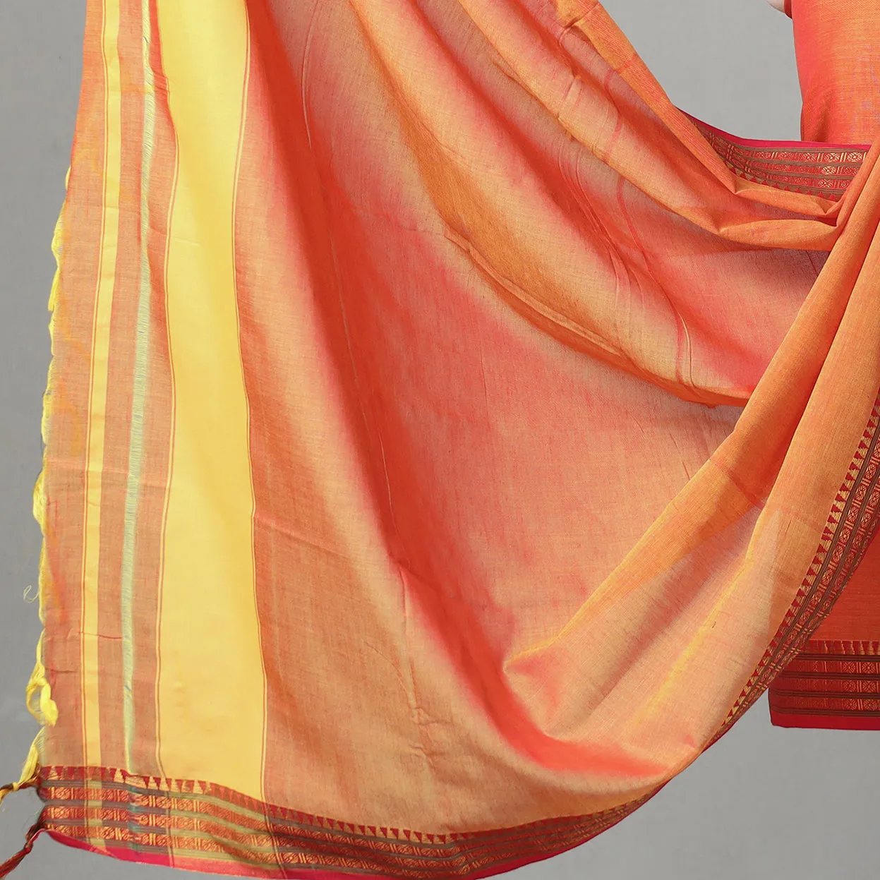 Orange - 3pc Dharwad Cotton Suit Material Set 33