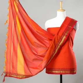 Orange - 3pc Dharwad Cotton Suit Material Set 62