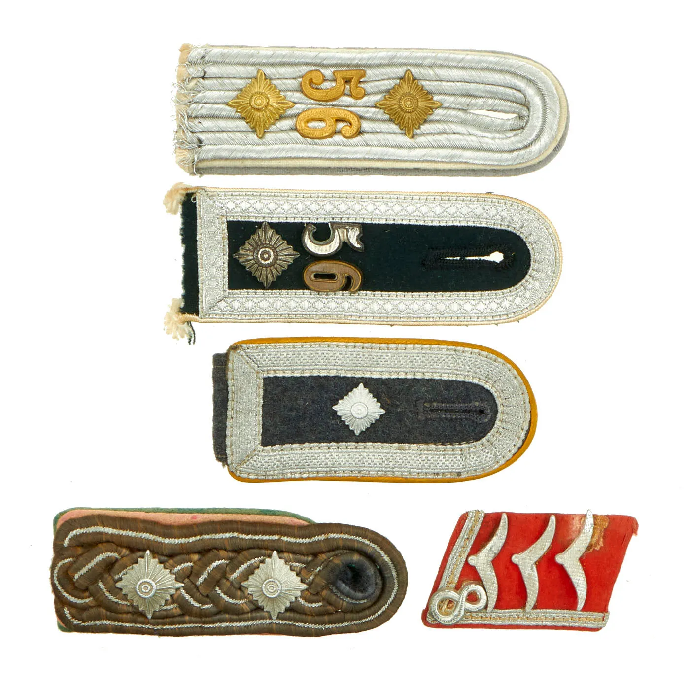 Original German WWII Shoulder Boards Lot - 5 Items