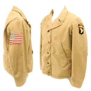 Original U.S. WWII 101st Airborne Division M-1941 Field Jacket with D-Day Invasion Flag Patch