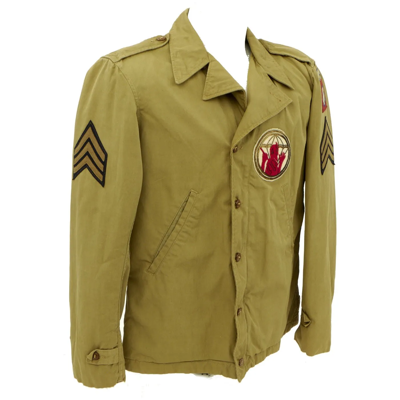 Original U.S. WWII 82nd Airborne M41 Field Jacket with Replicated Bullion 504th Parachute Infantry Regiment Pocket Patch