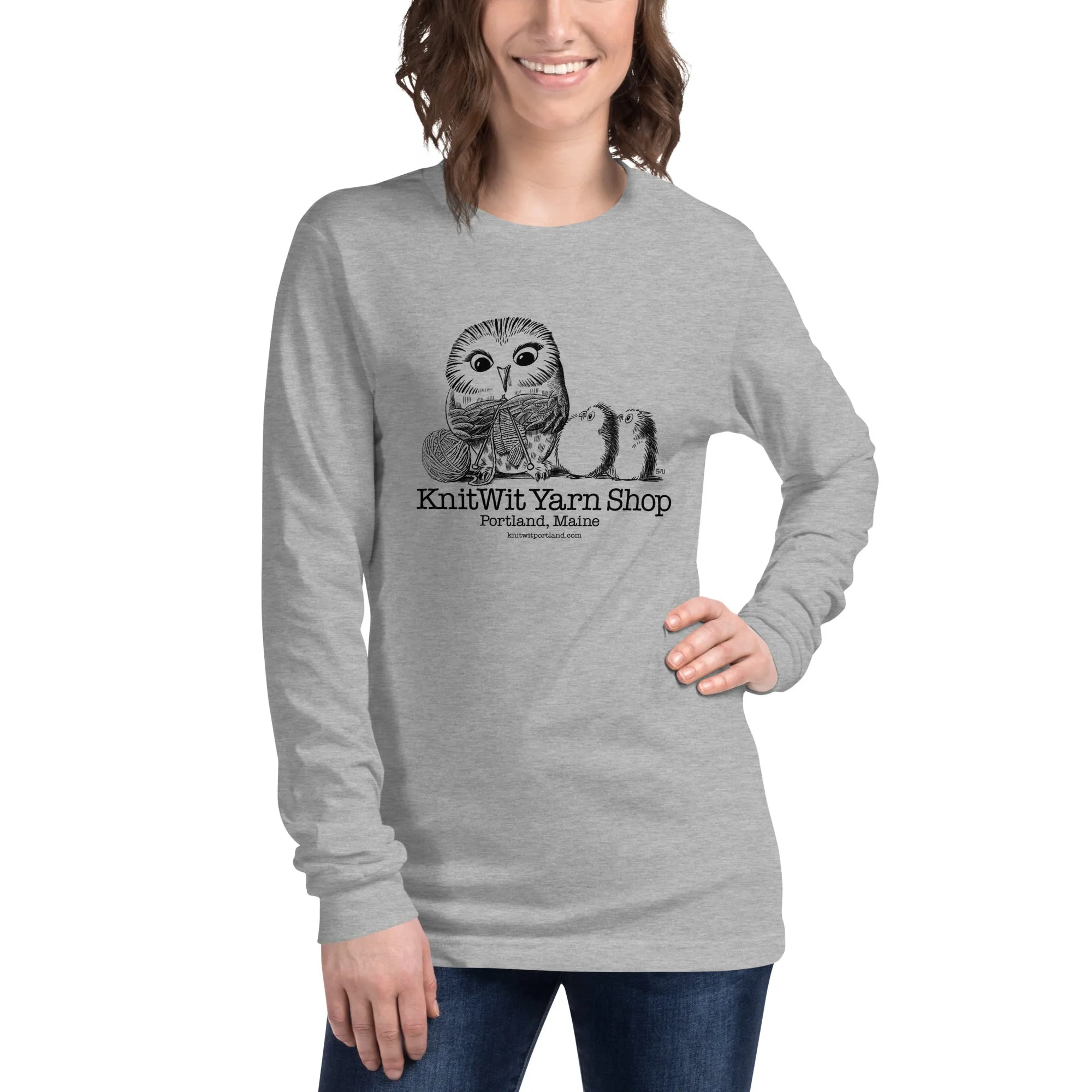 Owl Knitting Unisex Long Sleeve Tee