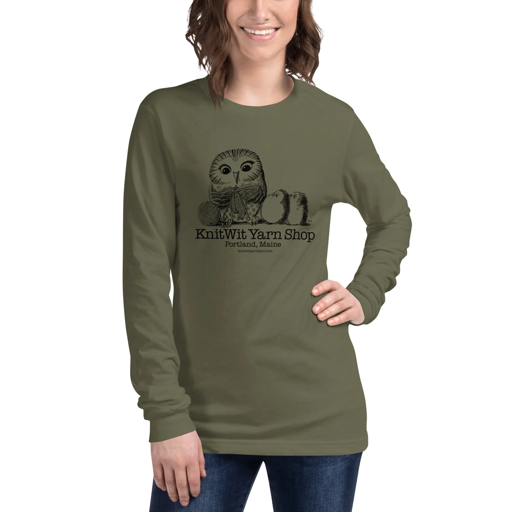 Owl Knitting Unisex Long Sleeve Tee