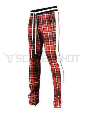 P41902-PATTERN PRINTED TRACK PANTS-RED