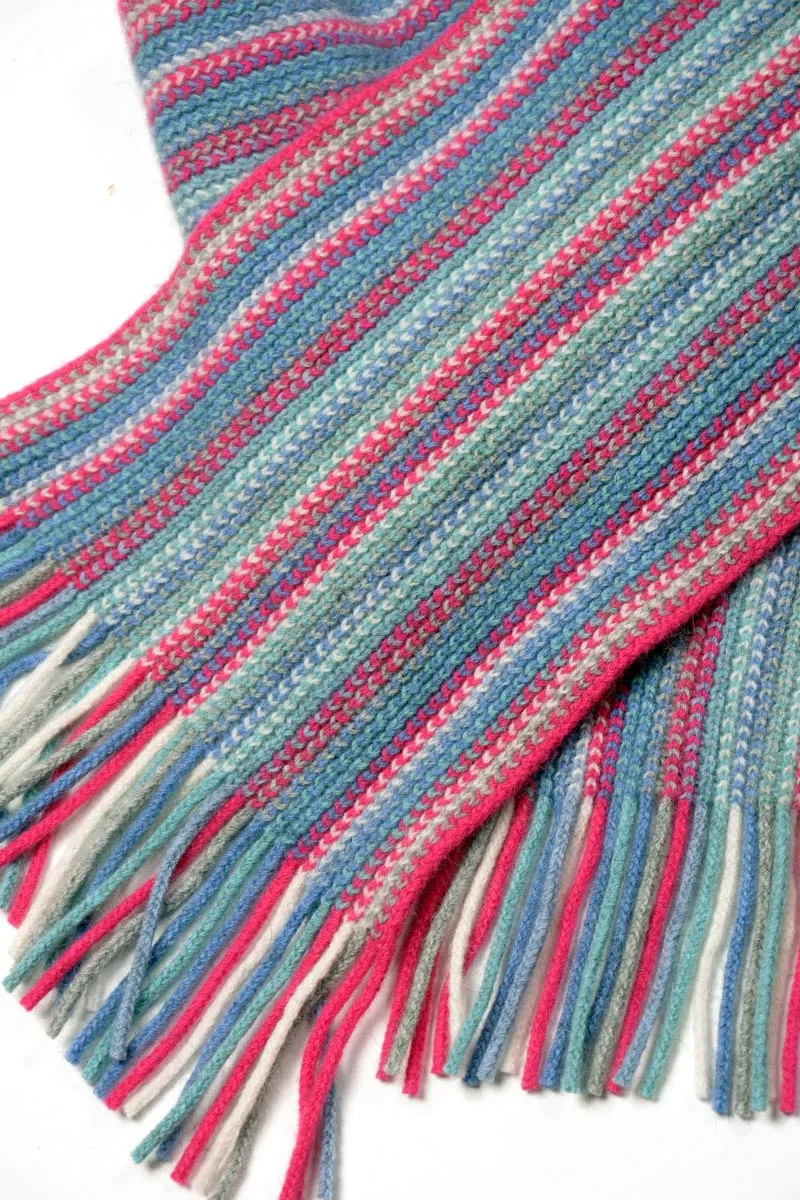 Peony (Pink-Blue) Multi Stripe Scarf - NX378