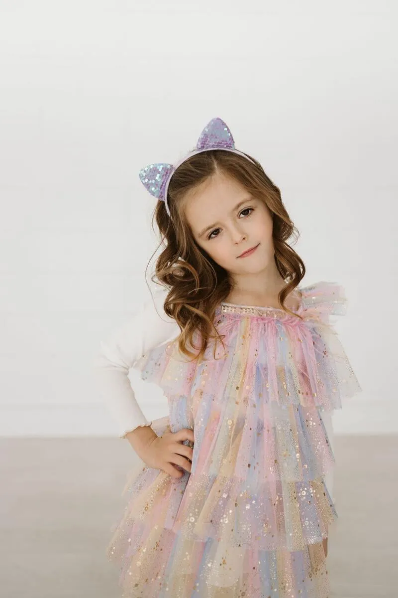 Petite Hailey Ombre Layered Tutu L/S Dress - Purple