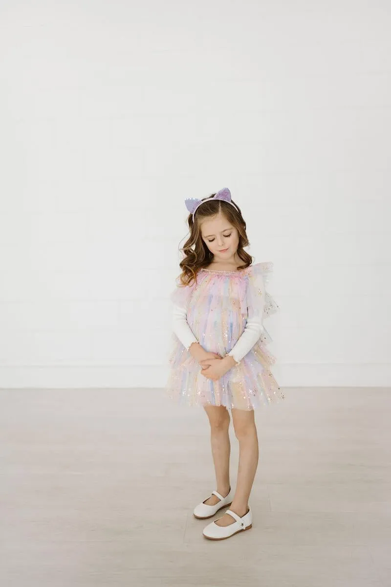 Petite Hailey Ombre Layered Tutu L/S Dress - Purple