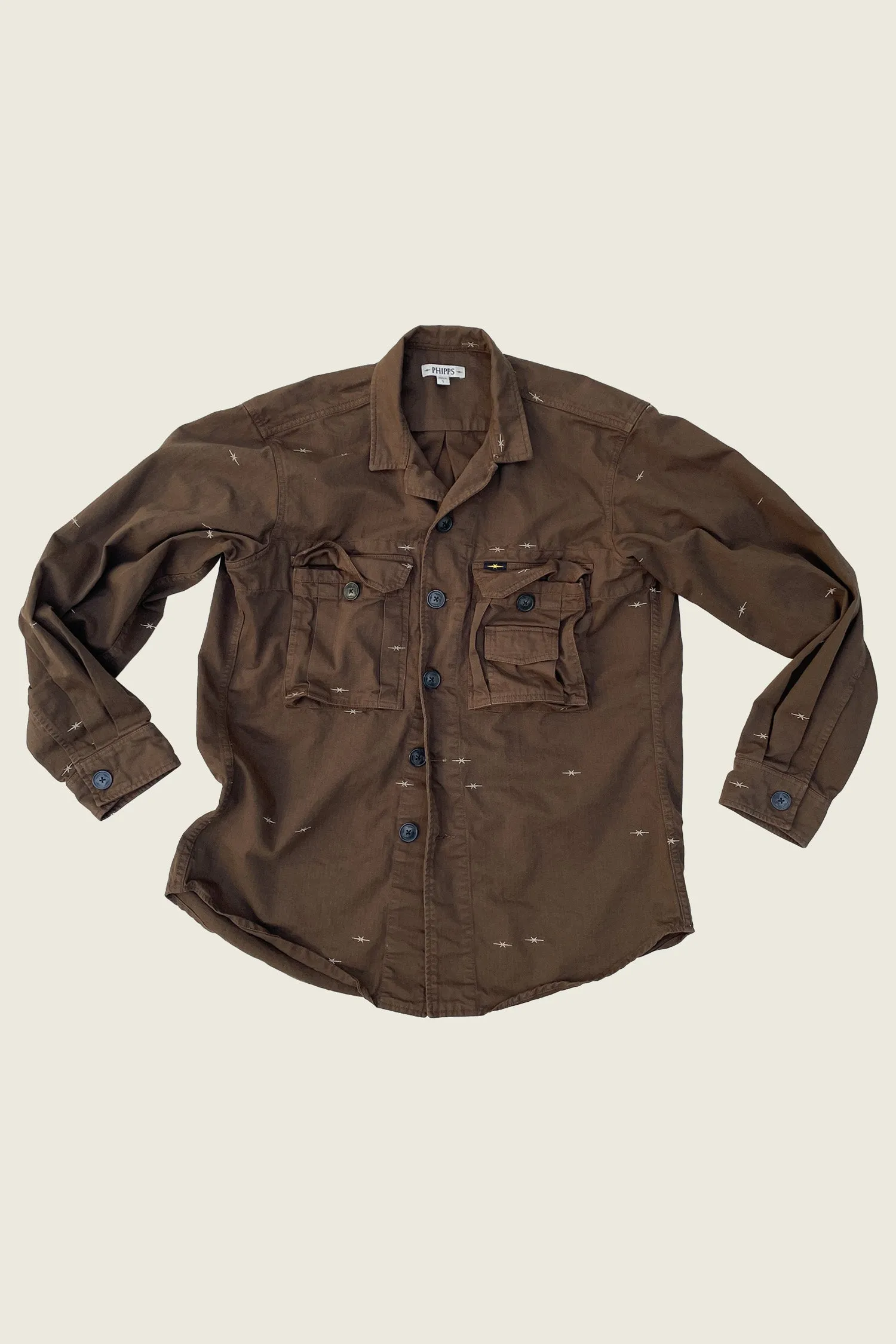 PHIPPS STAR EMBROIDERED FIELD SHIRT DARK BROWN