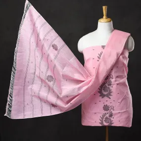 Pink - 3pc Handloom Cotton Manipuri Dress Material 02