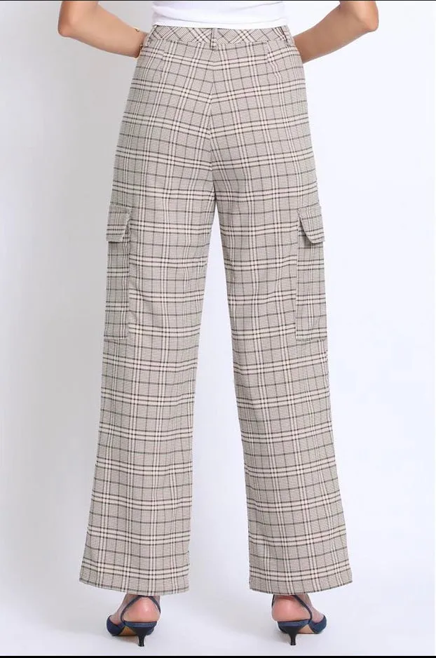 PLAID PANTS WITH CARGO SIDE POCKETS